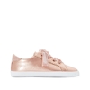 Wide Fit Metallic Low Top Trainers with Faux Suede Bow