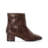 Wide Fit Snake Print Boots with Square Toe and Block Heel