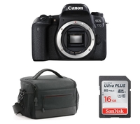 CANON EOS 77D DSLR Camera,  Memory Card & Bag Bundle,  Black