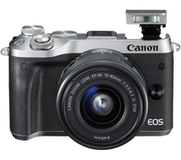 CANON EOS M6 Mirrorless Camera with 15-45 mm f/3.5-6.3 Wide-angle Zoom Lens - Silver,  Silver
