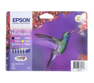 EPSON Hummingbird T0807 6-colour Ink Cartridges - Multipack,  Cyan