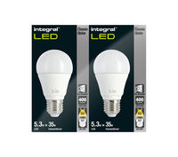 Integral E20 Classic Globe A60 LED Light Bulb - Twin Pack