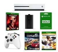 MICROSOFT Xbox One S,  Overwatch,  Project Cars 2,  Tekken 7,  Charge Kit,  Wireless Controller & 3 Months LIVE Gold Bundle,  Gold