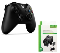 MICROSOFT Xbox One Wireless Gamepad & VS2851 Xbox One Twin Docking Station Bundle,  Black