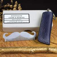 Leather Moustache Comb and Keyring