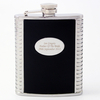 Personalised Black Leather Hip Flask