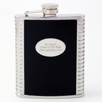 Personalised Black Leather Hip Flask