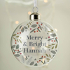 Personalised Festive Christmas Glass Bauble