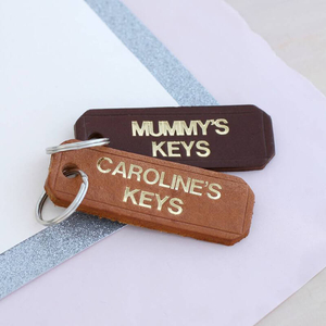 Personalised Gold Embossed Leather Keyring