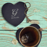 Personalised Initial and Name Heart Slate Coaster