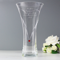 Personalised Large Hand Cut Ruby Diamante Heart Vase