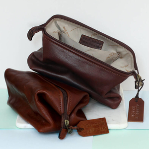 Personalised Leather Washbag