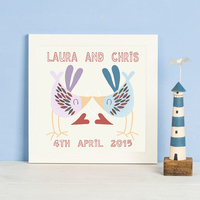 Personalised Love Bird Kiss Framed Print
