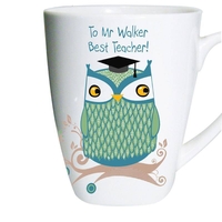 Personalised Mr Owl Teacher Latte Mug