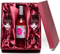 Personalised Rose Wine with Engraved Glasses