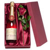 Personalised Valentines Sparkling Rose Wine with Silk Rose