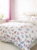 100% Cotton super soft bedroom butterfly print white duvet set Wh - White
