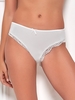 Ladies plain stretch high leg full rear coverage sheer lace trim microfibre briefs - two pack - Ivory