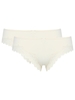 Ladies plain stretch high leg full rear coverage sheer lace trim microfibre briefs - two pack - Ivory