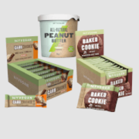 Myvegan Snacking Bundle - Vegan Carb Crusher - Chocolate Orange - Organic Nut Butter - Crunchy - Vegan Protein Cookie - Chocolate