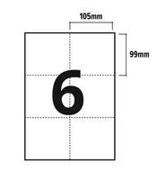 6 Per Sheet A4 Labels - Square Corners - 100 sheets