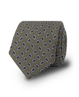 Khaki Paisley Print Slim Tie