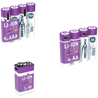 ANSMANN 1315-0005 9V PP3 Li-Ion Rechargeable Battery 400mAh With U...