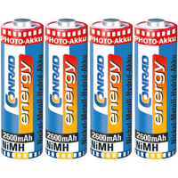 Conrad Energy AKKU AA 2600 Rechargeable AA Battery x4 NiMH 2600 mA...
