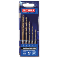 Faithfull FAIQCSET5 HSSE M35 Cobalt Quick-Change Impact Drill Bit. ..