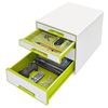 Leitz Pearl White / Green Drawer Unit WOW CUBE A4 Maxi 4 Drawer