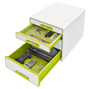 Leitz Pearl White / Green Drawer Unit WOW CUBE A4 Maxi 4 Drawer