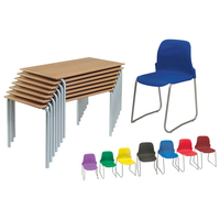 Proform Europe Class Pack of PU Edge Tables + Red/Grey Skid base C...
