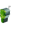 WAGO 2020-105/000-037 5-way 1-cond F Plug w Gnd End Module Grn-ylw...