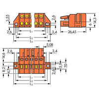 WAGO 231-302/031-000 Female Panel Fixing Flanges 2P Pitch 5.08 mm