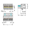 WAGO 2721-102/008-000 Female MCS-MIDI 2P 5mm Snap-in Feet Push Buttons