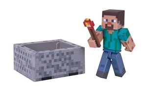 Minecraft 3" Action Figure - Steve With Minecart