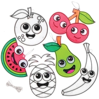 Acrylic Fruit Suncatchers (Pack of 10) Decoration Craft Kits,  Colour & Hang,  10 Assorted Designs - Apple,  Banana & More