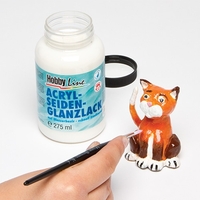 Acrylic Varnish - 275ml jar of HobbyLine water-based Satin Varnish. Easy to apply leaving a translucent,  satin waterproof finish. Use on most surfaces