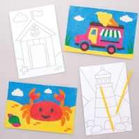 Beach Sand Art Pictures - 8 Colourful Sand Picture Kits. Sand Art For Kids. Size 19cm x 13cm.