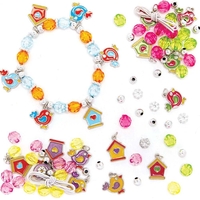 Bird Charm Bracelet Kits (Pack of 3) Jewellery 3 assorted colourways - Blue/Orange,  Yellow/Purple & Green/Pink
