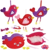 Bird Heart Sewing Kits (Pack of 3) Sewing & Weaving Craft Kits 3 assorted colours - Pink,  Red & Purple