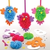 Bird Pom Pom Kits (Pack of 3) Art Craft Kits 3 assorted wool colours - Pink,  blue & Green