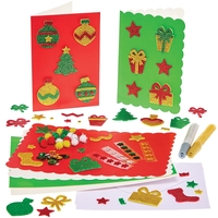 Christmas Card Making Kit (Each kit) 3 assorted card colours - Red,  Green & White