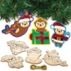 Christmas Sloths Wooden Decorations (Pack of 12) Christmas Crafts