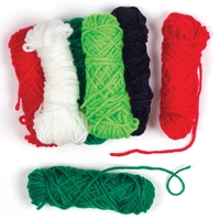 Christmas Wool Value Pack (Pack of 10) Christmas Craft Supplies 5 assorted colours - Red,  Light Green,  Dark Green,  White & Black