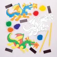 Dragon Sand Art Magnet Kits (Pack of 6) Art Craft Kits 7 assorted sand colours - Orange,  Purple,  Yellow,  Blue,  Red & Green