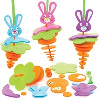Easter Bunny Stacking Decoration Kits (Pack of 6) Easter Crafts For Kids 3 bunny colours - Pink,  Blue & Purple