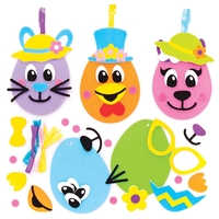 Easter Egg Funny Face Foam Decoration Kits (Pack of 8) Easter Crafts For Kids 6 assorted egg colours - Yellow,  Blue,  Orange,  Pink,  Green & Purple
