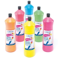 Fluorescent Paint - 6 x 600ml bottles of neon ready mixed paints to add a zing to your painting session. 6 assorted fluorescent colours.