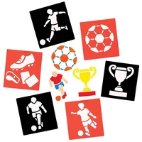 Football Stencils (Pack of 8) 8 Assorted Designs,  Washable & Durable,  Great For Decorations,  14.5cm x 13.5cm